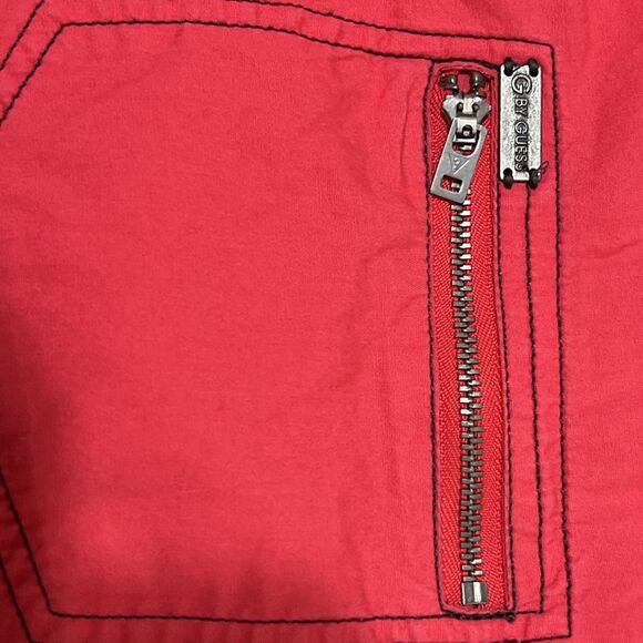 GUESS Button Up Shirt Color Block Pink Black 90s Top Metal Zipper Pockets M - Picture 10 of 14